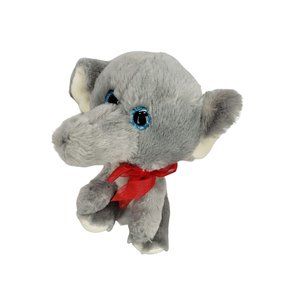 Hug Fun Jungle Elephant 272376 Gray with Red Bow Blue Glitter Eyes plush stuffed